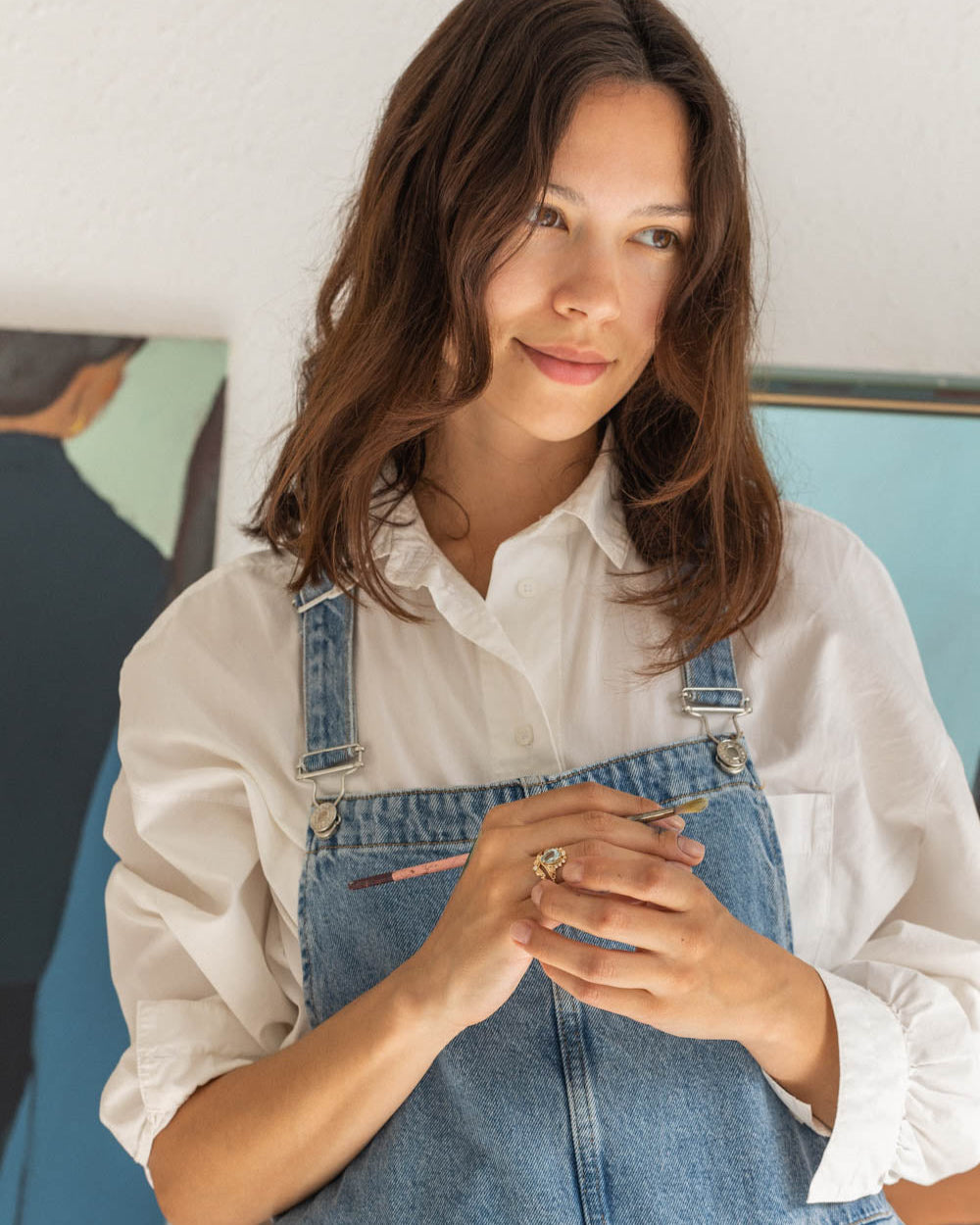 Aquamarine engagement ring, yellow gold proposal ring with diamond crown / Ariadne - Eden Garden Jewelry™