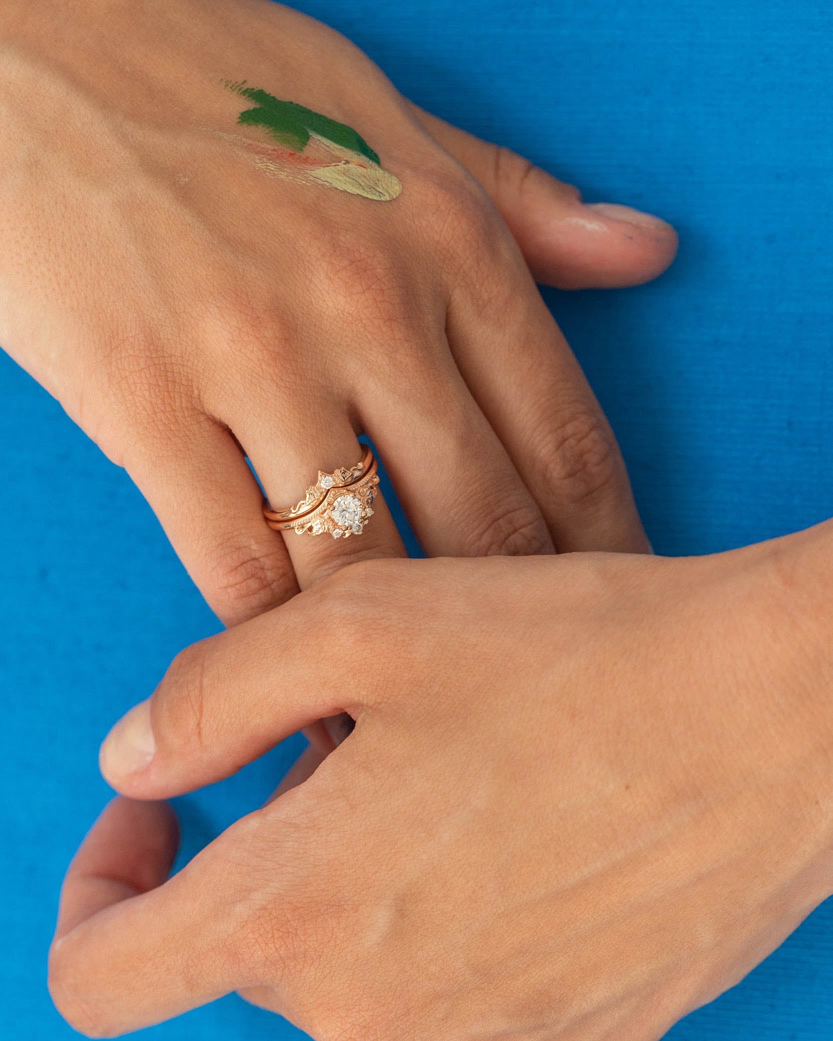 Round lab grown diamond engagement ring, nature inspired proposal ring / Ariadne - Eden Garden Jewelry™