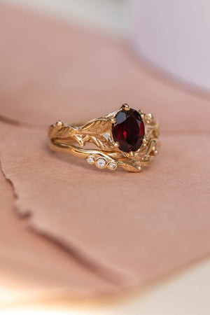 Freesia | bridal ring set, oval cut 8x6 mm - Eden Garden Jewelry™