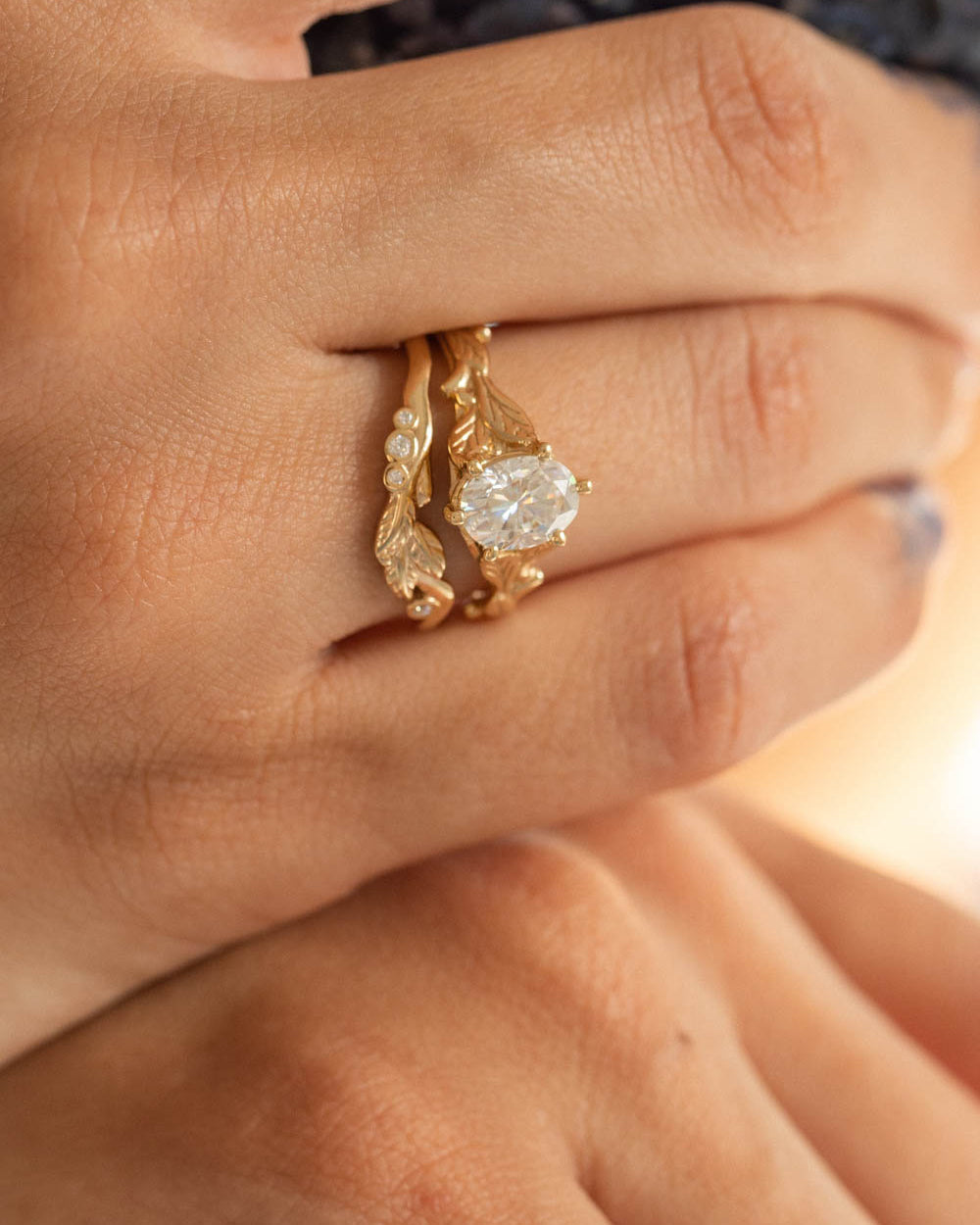 Freesia | bridal ring set, oval cut 8x6 mm - Eden Garden Jewelry™