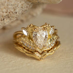 Lab grown diamond yellow gold engagement ring, pear cut gemstone gold ring / Adonis - Eden Garden Jewelry™