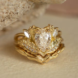 Lab grown diamond yellow gold engagement ring, pear cut gemstone gold ring / Adonis - Eden Garden Jewelry™