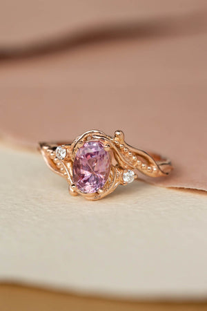 Pink sapphire engagement ring, nature themed elvish promise ring  / Undina - Eden Garden Jewelry™