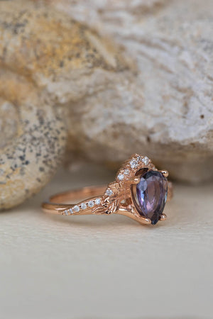 Purple tanzanite engagement ring, nature inspired gold proposal ring with diamonds / Amelia - Eden Garden Jewelry™