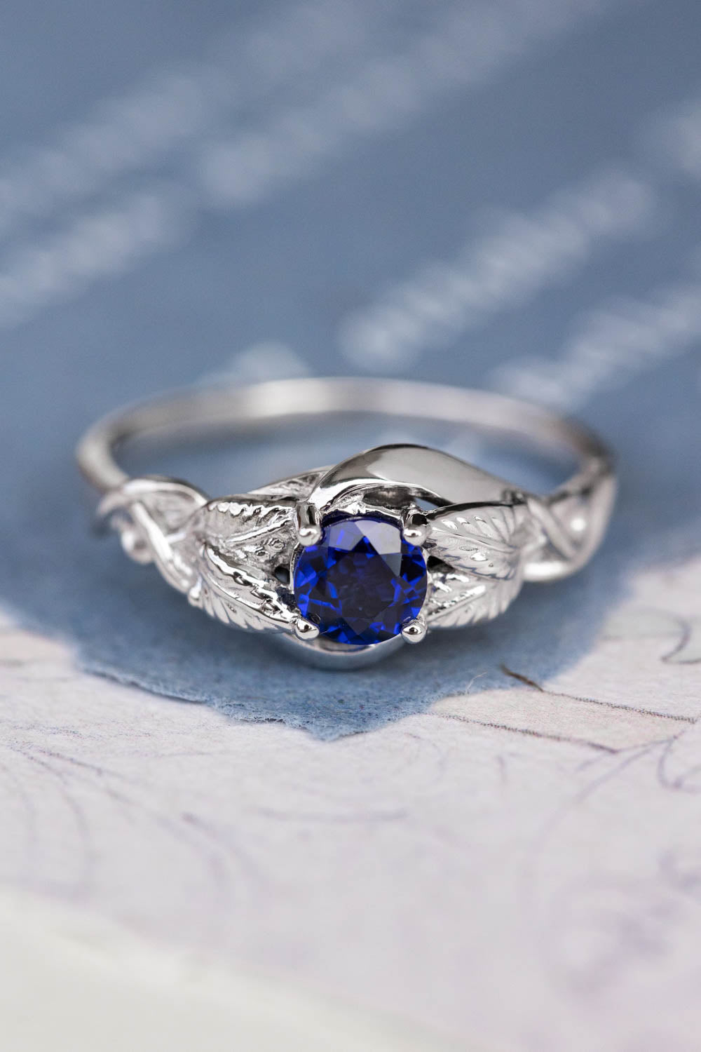 Lab created sapphire engagement ring / Azalea - Eden Garden Jewelry™