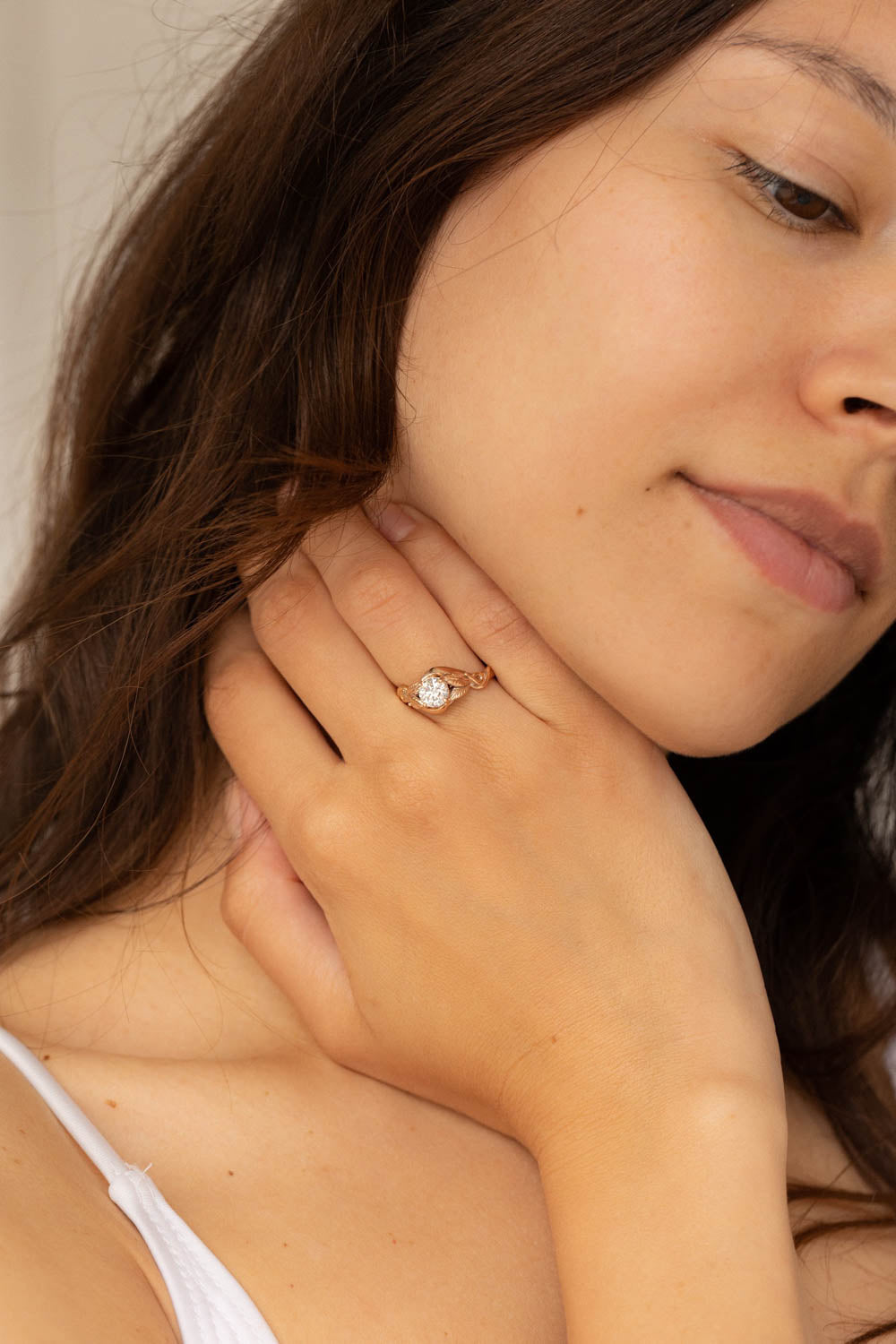 Lab grown diamond engagement ring, rose gold proposal ring with round diamond / Azalea - Eden Garden Jewelry™