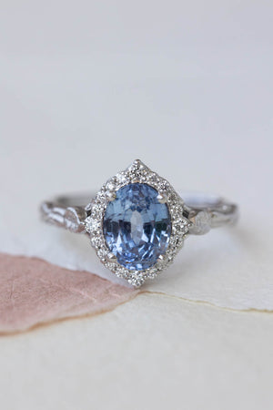 Florentina | custom engagement ring with oval cut gemstone 9x7 mm - Eden Garden Jewelry™