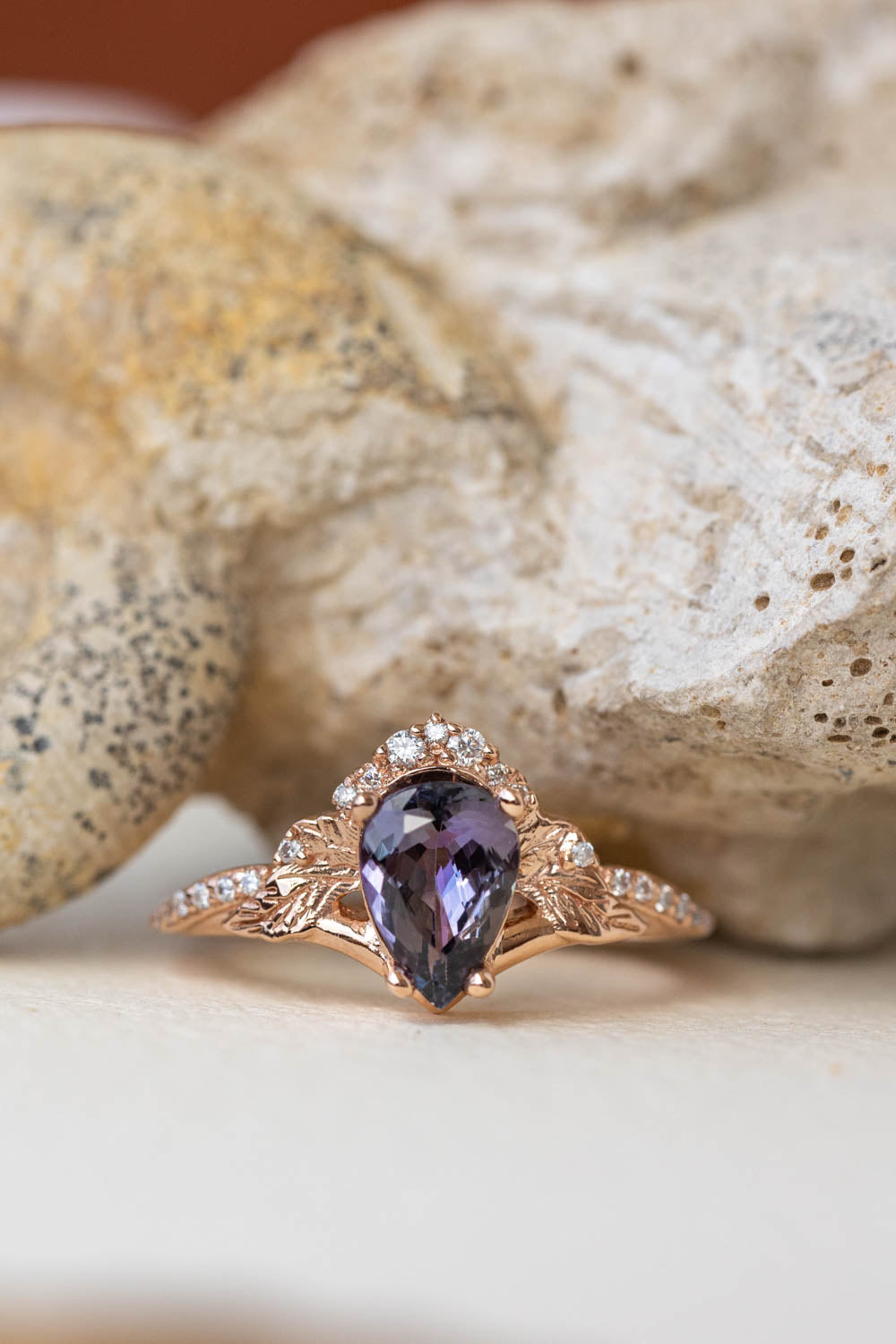 Amelia | custom engagement ring setting, pear gemstone 9x6 mm - Eden Garden Jewelry™