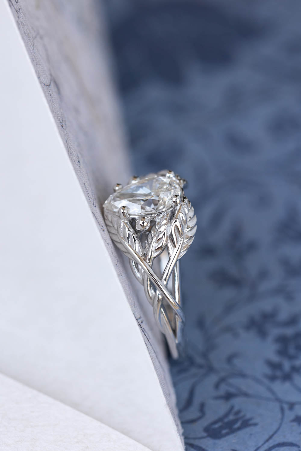 Lab grown diamond engagement ring, white gold tree branch ring / Viola - Eden Garden Jewelry™