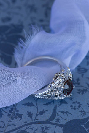 Alexandrite and black diamonds anniversary ring, white gold stars engagement ring - Eden Garden Jewelry™