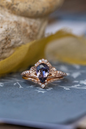 READY TO SHIP: Amelia ring in 14K rose gold, natural tanzanite 9x6 mm, moissanites, RING SIZE - 7 US - Eden Garden Jewelry™