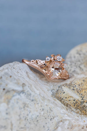 Amazon.com: Pink Morganite Engagement Ring for Women Cushion Cut Morganite  Black Diamond Ring 1.00 carat Platinum (RS 4): Clothing, Shoes & Jewelry