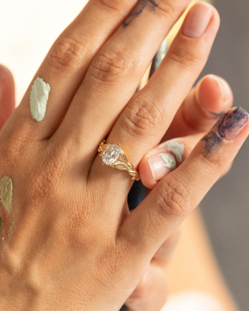 Freesia | bridal ring set, oval cut 8x6 mm - Eden Garden Jewelry™