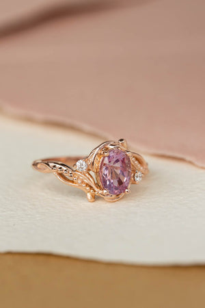 Pink sapphire engagement ring, nature themed elvish promise ring  / Undina - Eden Garden Jewelry™