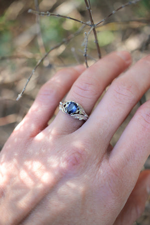 Pear cut sapphire ring, nature engagement ring / Wisteria - Eden Garden Jewelry™