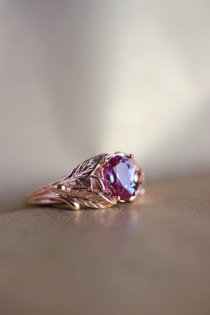 READY TO SHIP: Wisteria in 18K rose gold, pear alexandrite 7x5 mm, RING SIZE - 8 US - Eden Garden Jewelry™