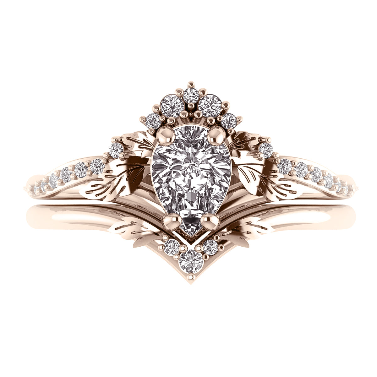 Amelia | bridal ring set, pear cut gemstone setting - Eden Garden Jewelry™