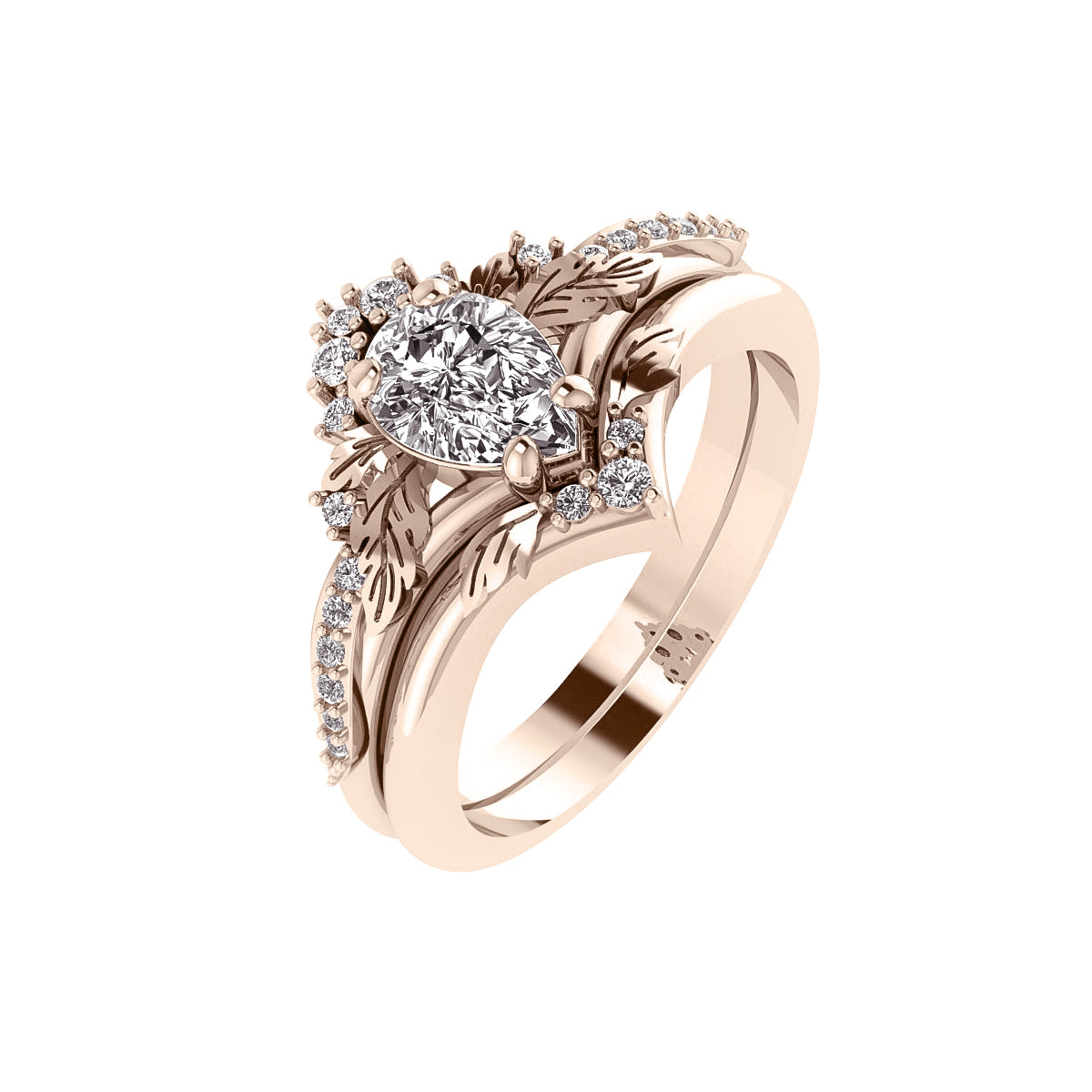 Amelia | bridal ring set, pear cut gemstone setting - Eden Garden Jewelry™