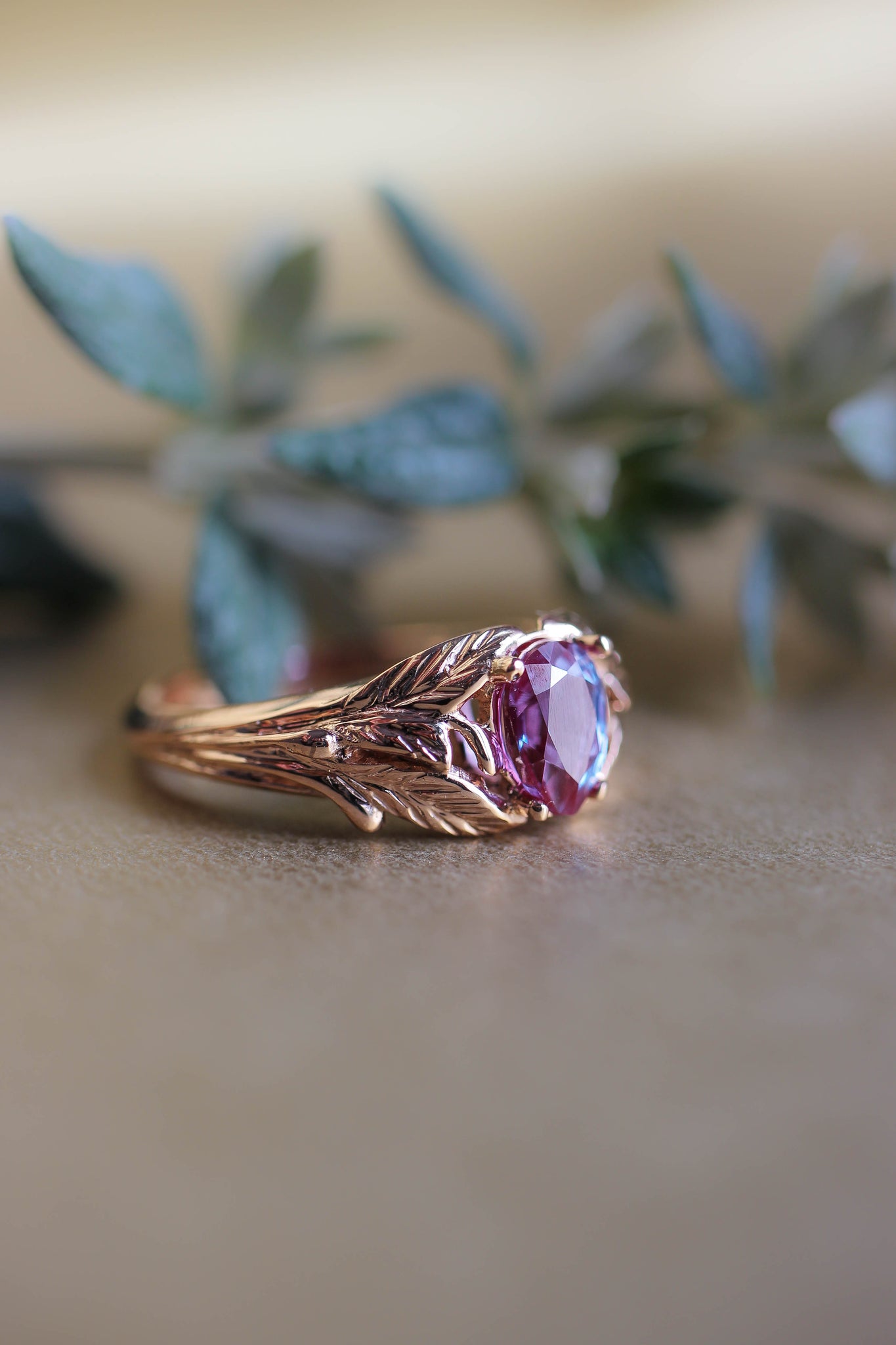 READY TO SHIP: Wisteria in 14K rose gold, pear alexandrite 7x5 mm, RING SIZE - 8.25 US - Eden Garden Jewelry™