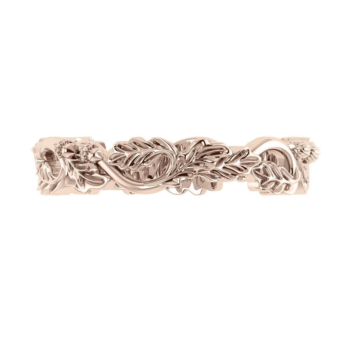 Oak leaves wedding band, unisex wedding band 4 mm - Eden Garden Jewelry™