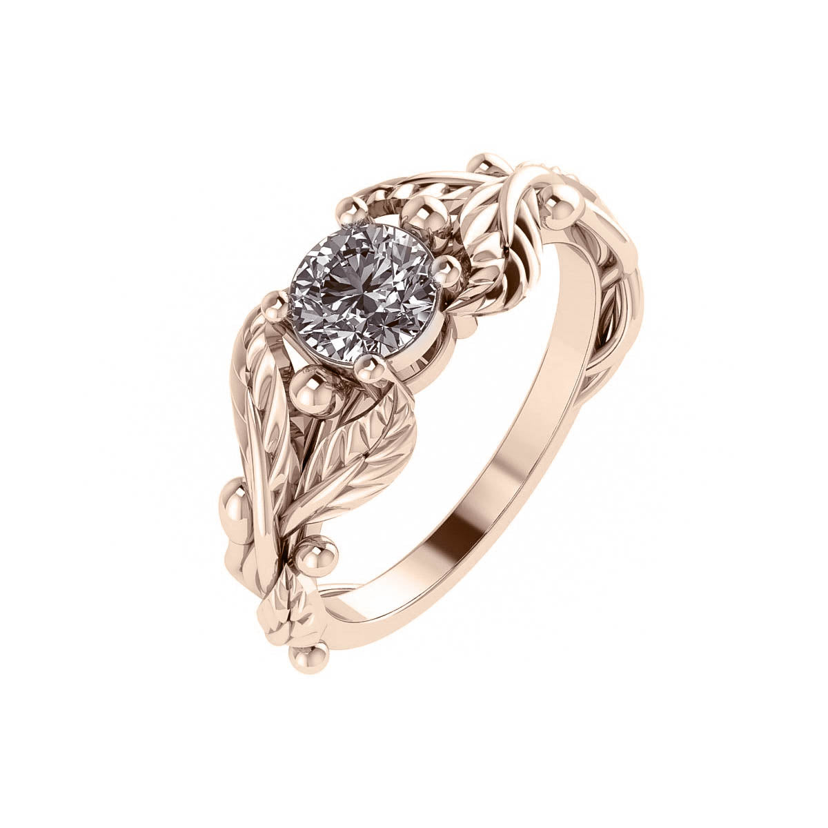 Cornus | custom engagement ring setting, round gemstone 5 mm - Eden Garden Jewelry™