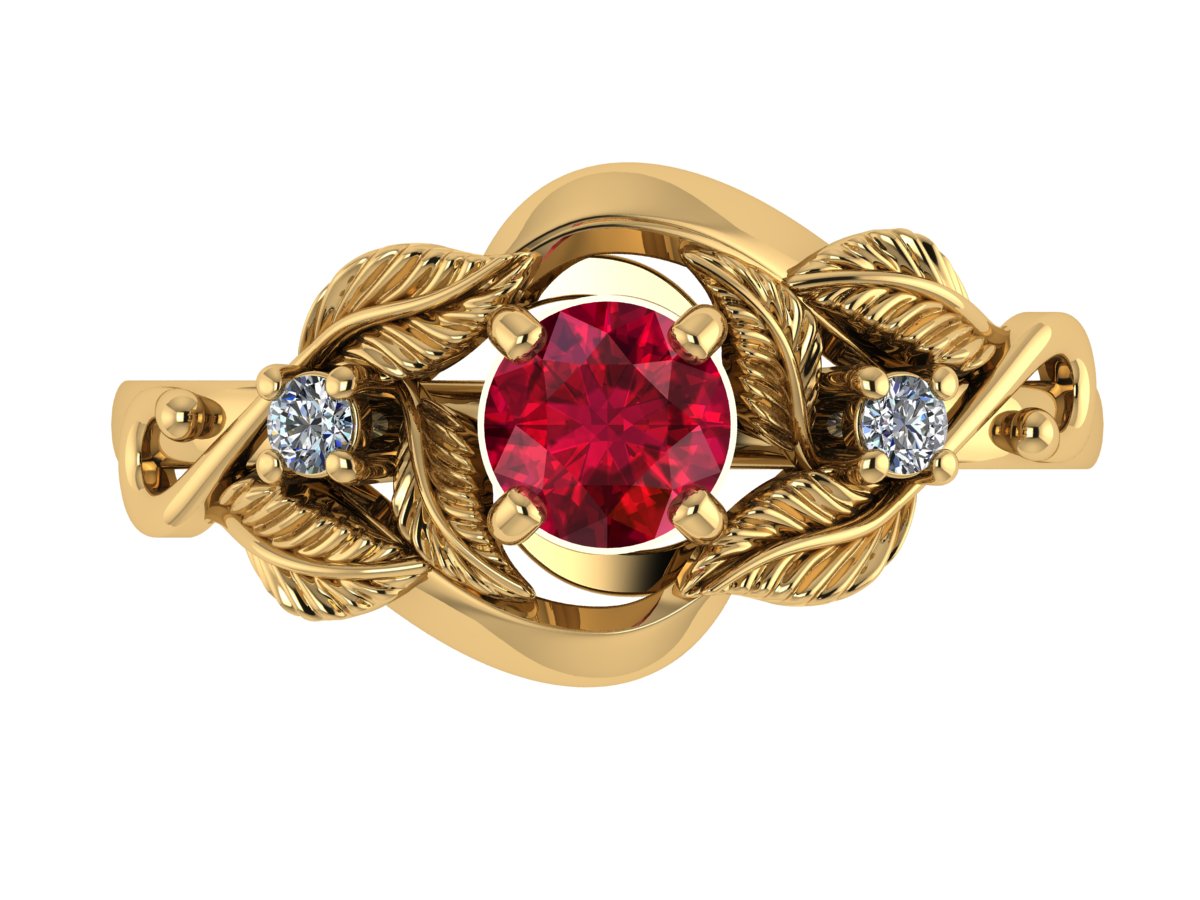 Azalea | custom ring setting, three gemstones ring, 5 mm central - Eden Garden Jewelry™