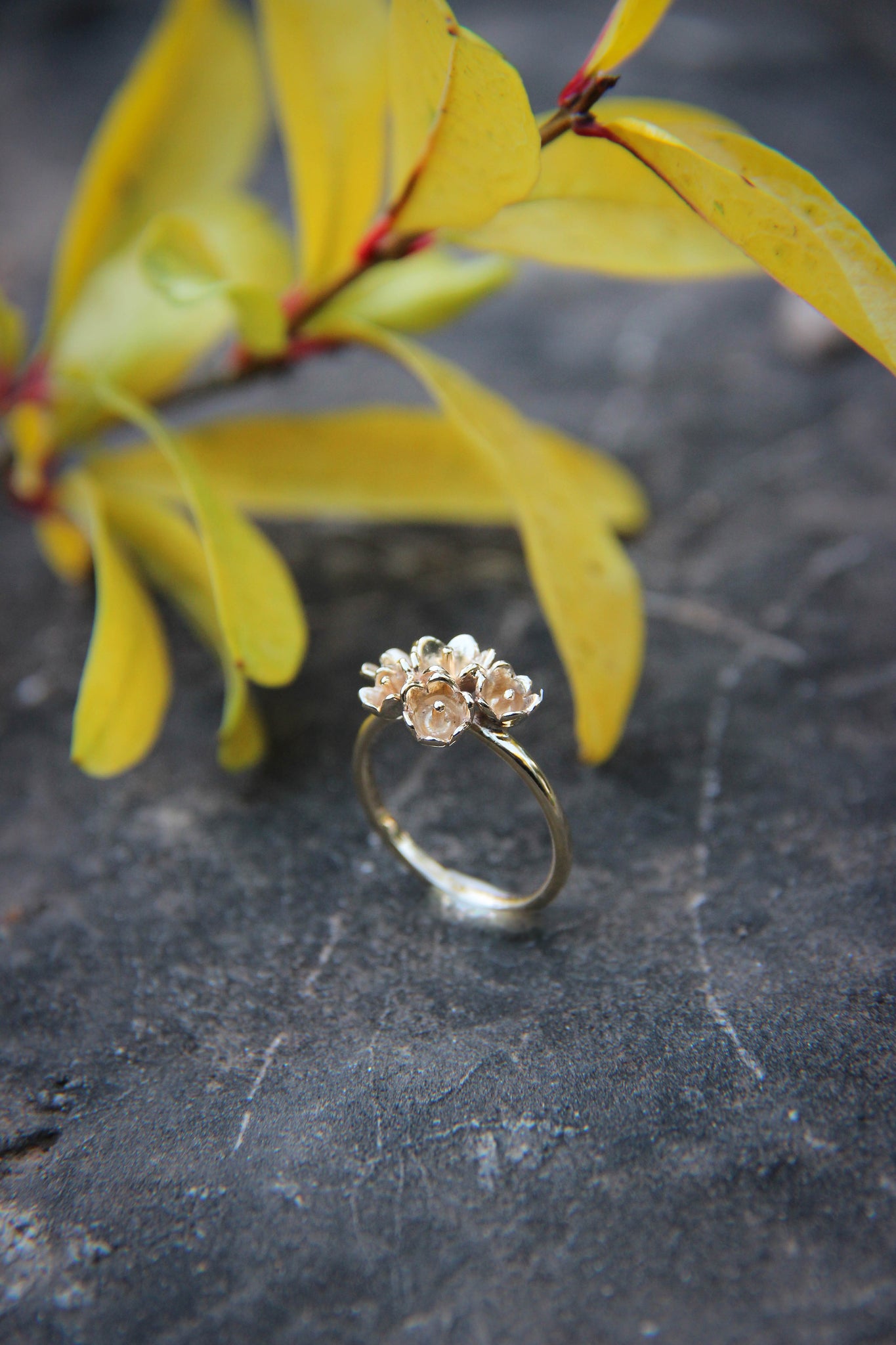 Lily of the valley bridal ring set - Eden Garden Jewelry™