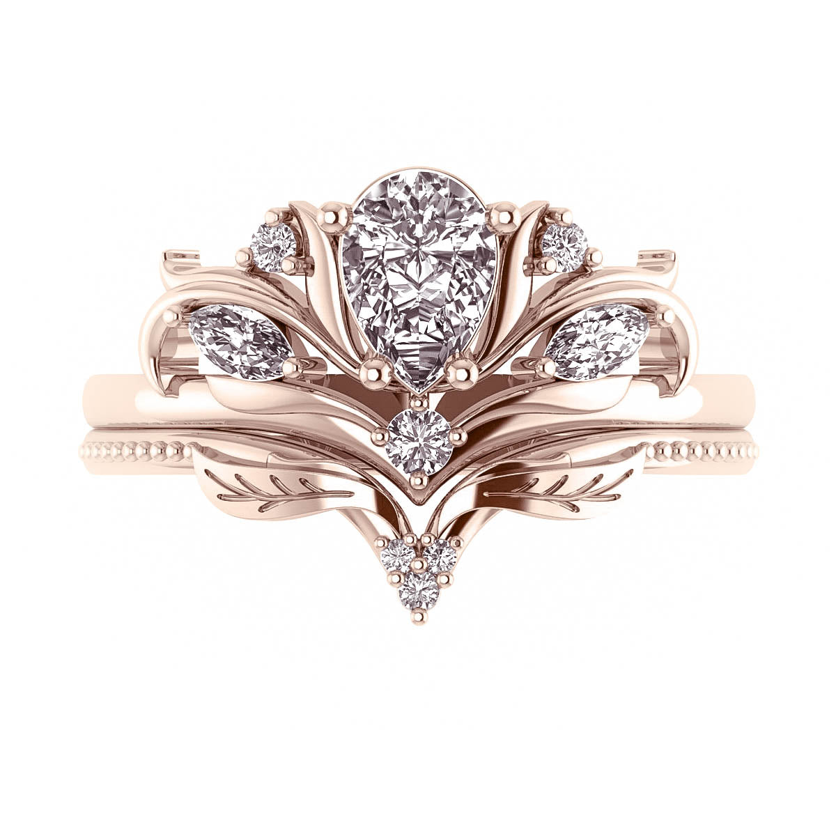 Swanlake | custom bridal ring setting, pear cut gemstone - Eden Garden Jewelry™