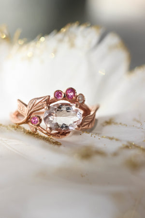 Branch engagement ring with morganite, pink sapphires and diamond - Eden Garden Jewelry™