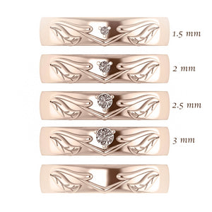 Nature wedding band set for couple / Wisteria - Eden Garden Jewelry™