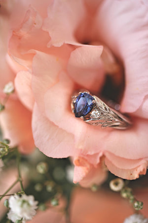 Wisteria | pear cut gemstone setting with accent diamonds - Eden Garden Jewelry™