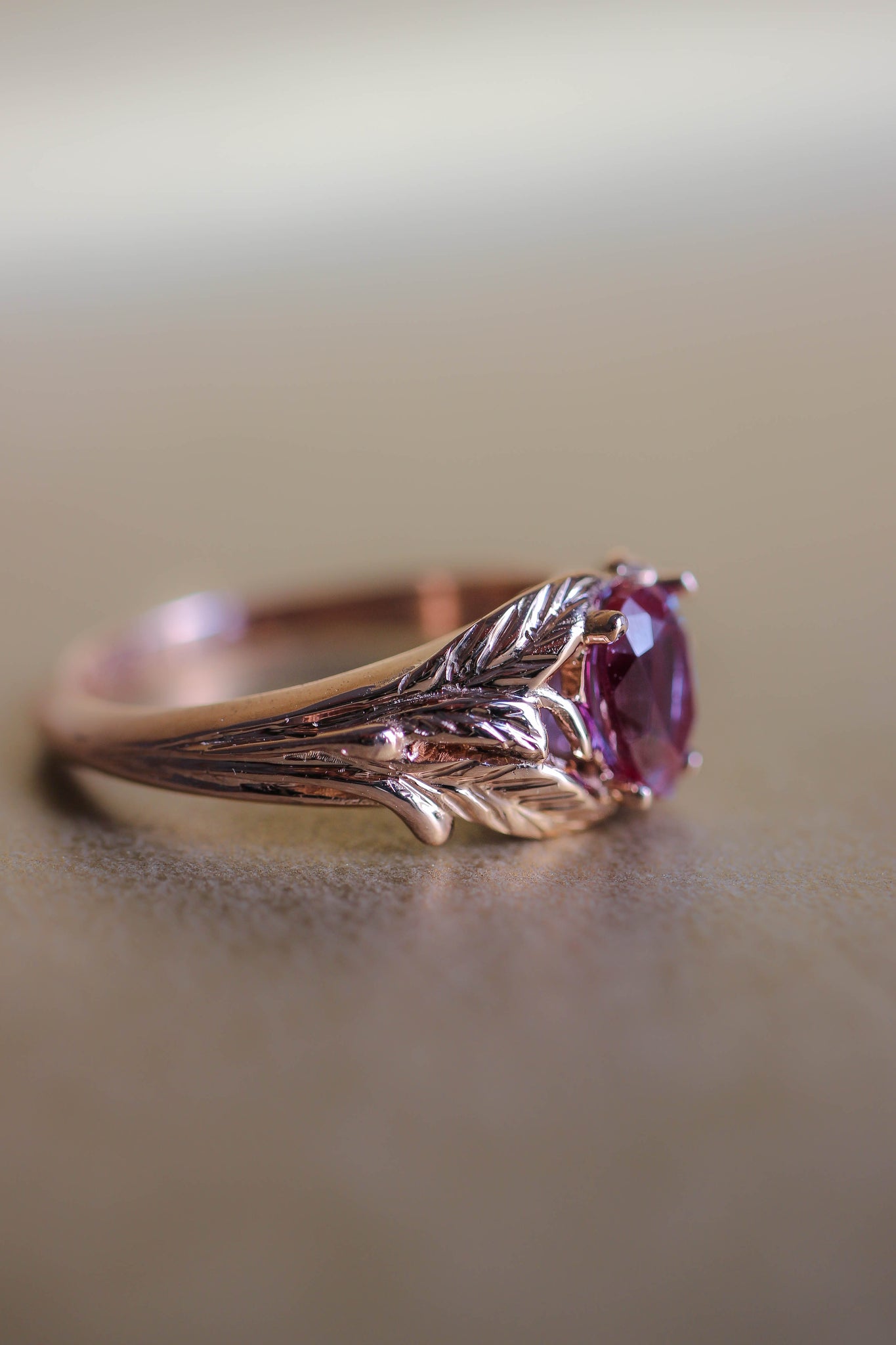 Alexandrite engagement ring, rose gold / Wisteria - Eden Garden Jewelry™