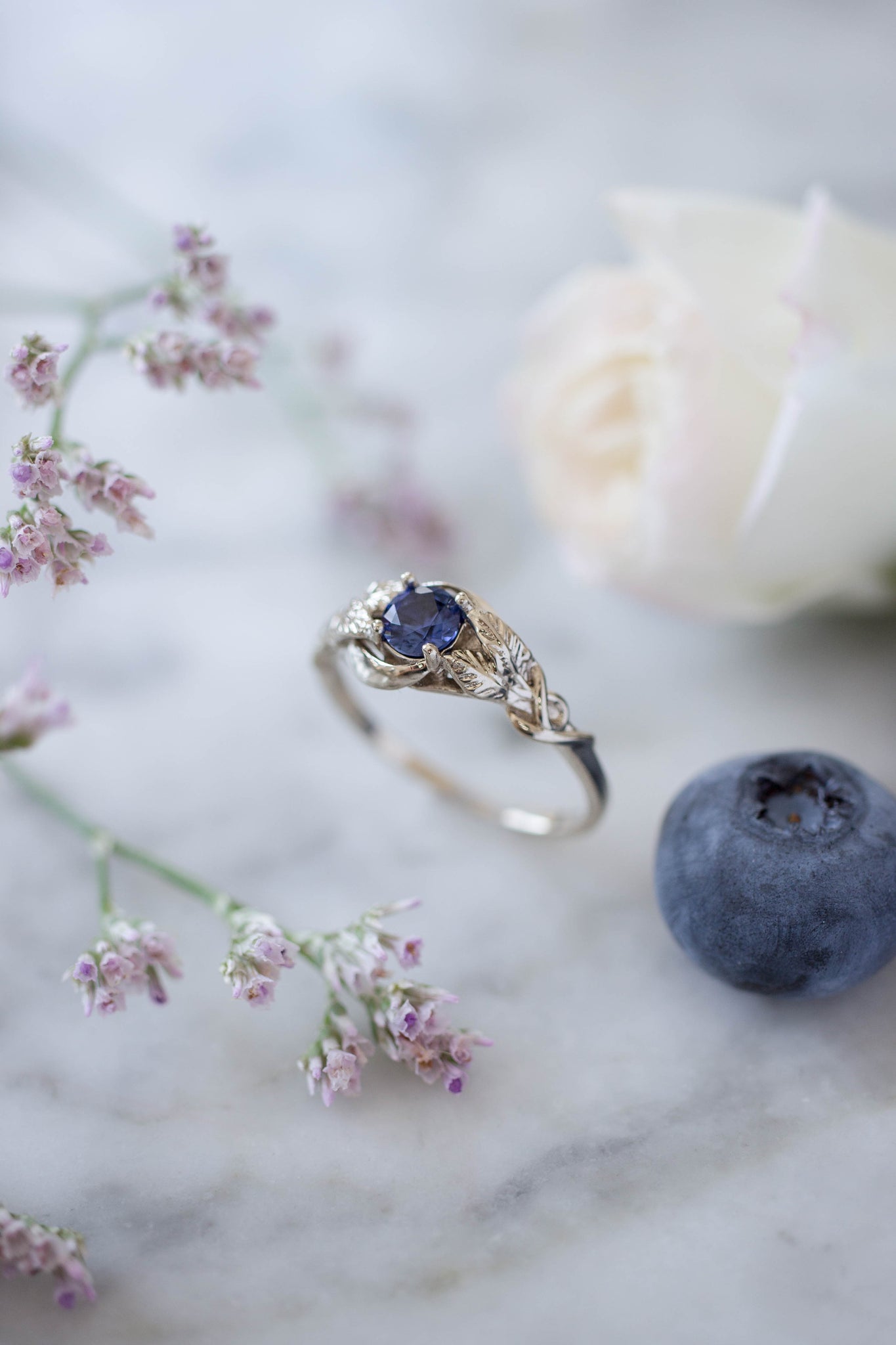 Lab created sapphire engagement ring / Azalea - Eden Garden Jewelry™