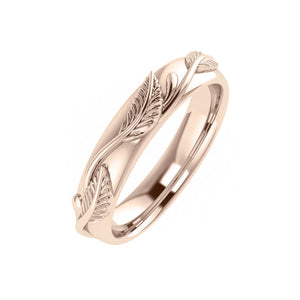Man wedding band, matching leaf ring / Azalea - Eden Garden Jewelry™