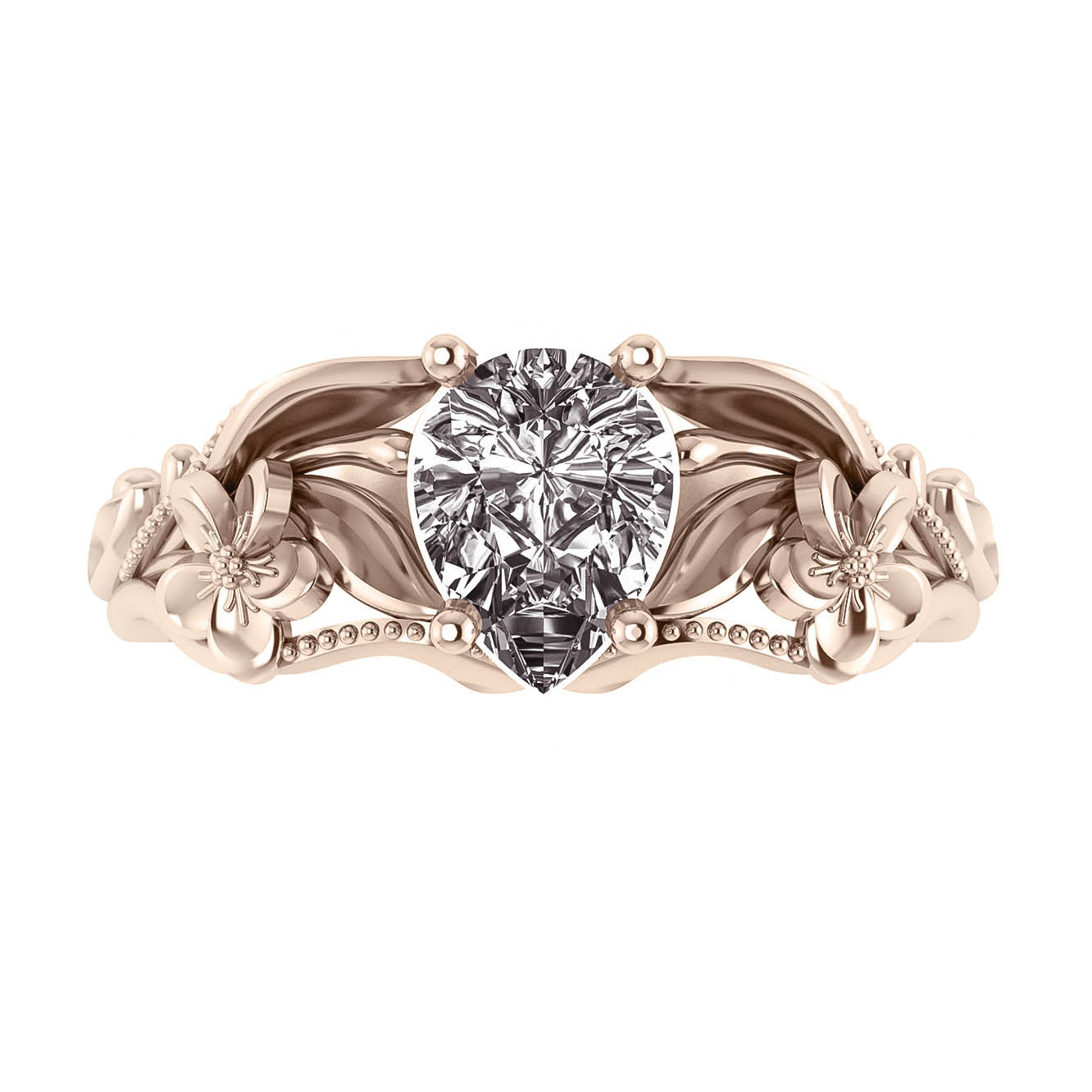 Eloise | floral engagement ring setting with pear cut gemstone - Eden Garden Jewelry™