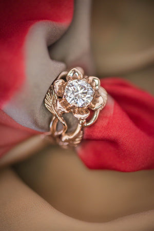 1 ct moissanite flower engagement ring / Rosalia - Eden Garden Jewelry™