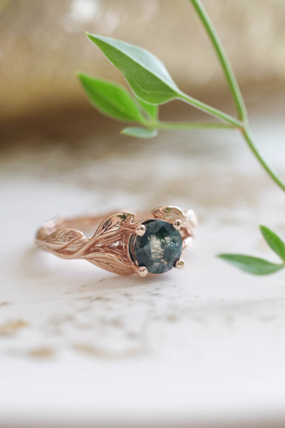 Clematis | branch engagement ring setting, round gemstone - Eden Garden Jewelry™