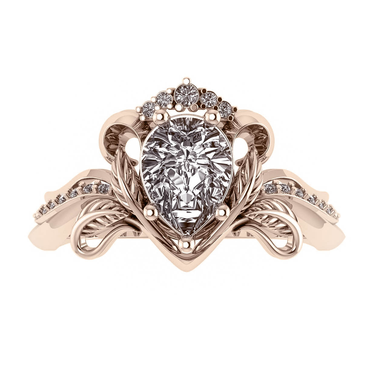 Faunus | custom engagement ring with pear cut gemstone 8x6 mm - Eden Garden Jewelry™