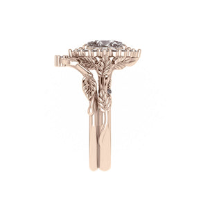 Florentina | custom bridal ring set with oval cut gemstone 8x6 mm - Eden Garden Jewelry™