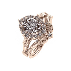 Florentina | custom bridal ring set with oval cut gemstone 8x6 mm - Eden Garden Jewelry™