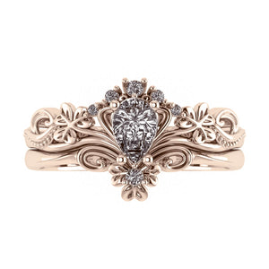 Horta pear | custom bridal ring setting, engagement & wedding band set - Eden Garden Jewelry™