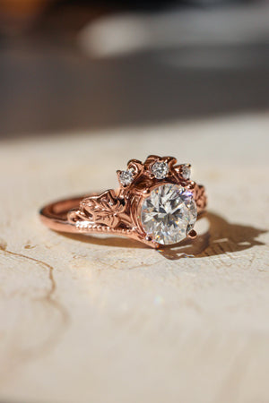 Bridal ring set with 1 carat moissanite / Ariadne - Eden Garden Jewelry™