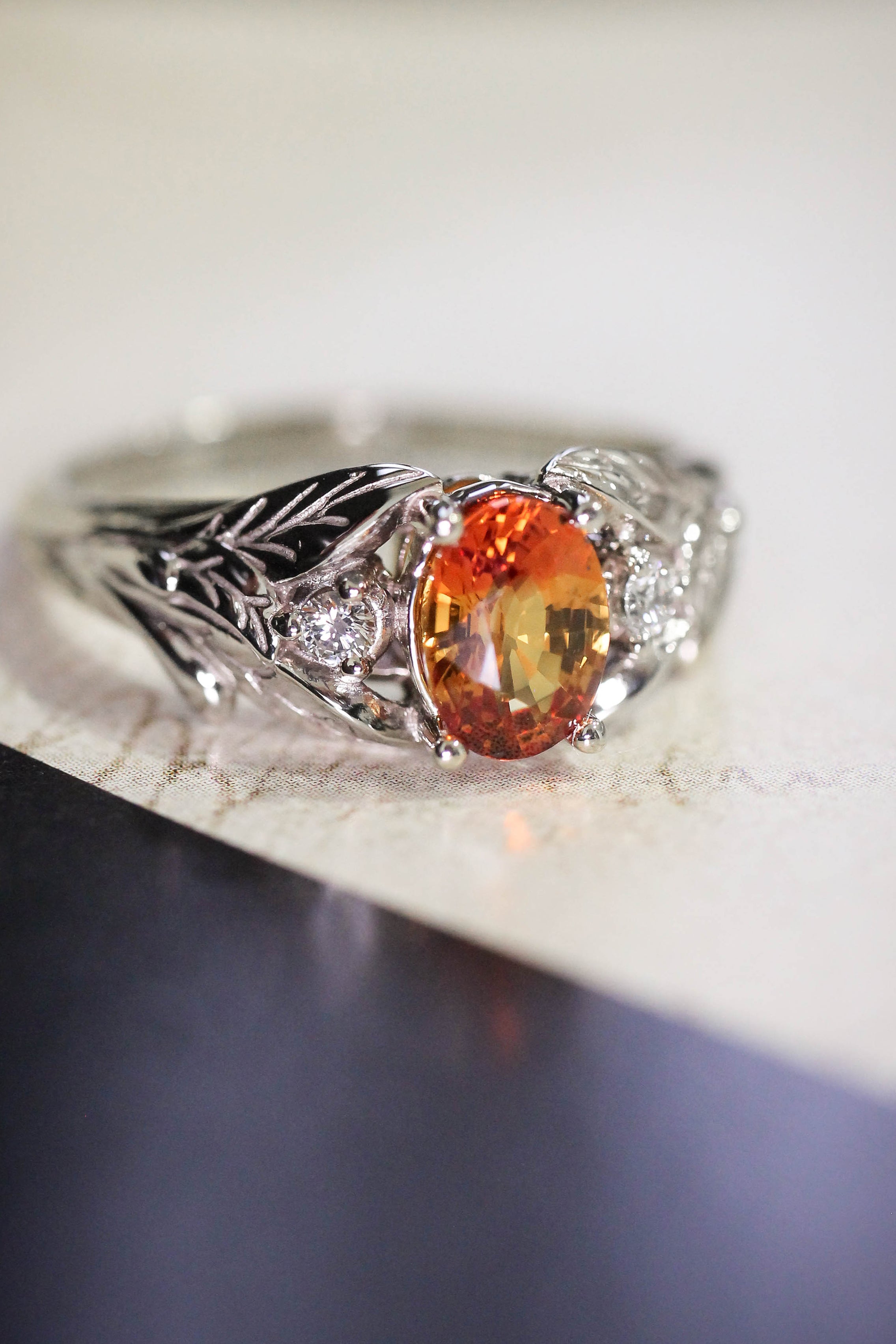 Fanta Orange Sapphire Ring Oval Gemstone Ring Wedding Ring Engagement Rings  | eBay