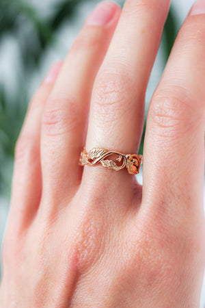 Oak leaves wedding band, ring for her, option 2 - Eden Garden Jewelry™