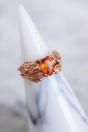 Leaf engagement ring with golden citrine - Eden Garden Jewelry™