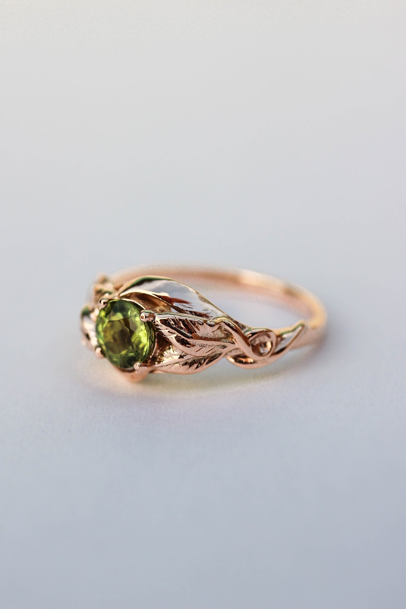 Peridot leaves engagement ring / Azalea | Eden Garden Jewelry™