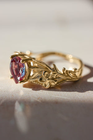 Alexandrite engagement ring, art nouveau ring / Eloise - Eden Garden Jewelry™