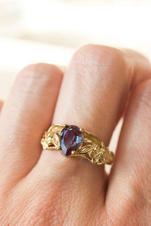 Alexandrite engagement ring, art nouveau ring / Eloise - Eden Garden Jewelry™