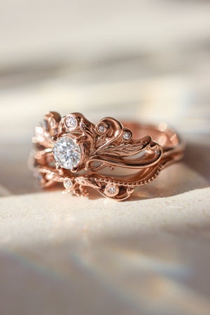 Natural diamonds bridal ring set / Damariss - Eden Garden Jewelry™