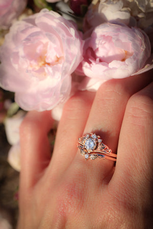 Bridal ring set with 0.5 ct diamonds / Ariadne - Eden Garden Jewelry™